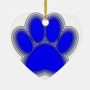 Hundepuppe in blau mit Konturen Keramikornament
