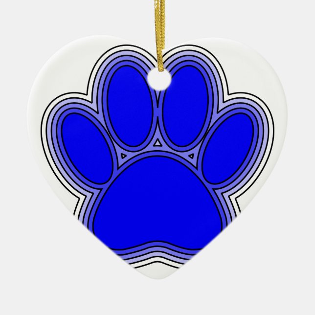 Hundepuppe in blau mit Konturen Keramikornament (Vorne)