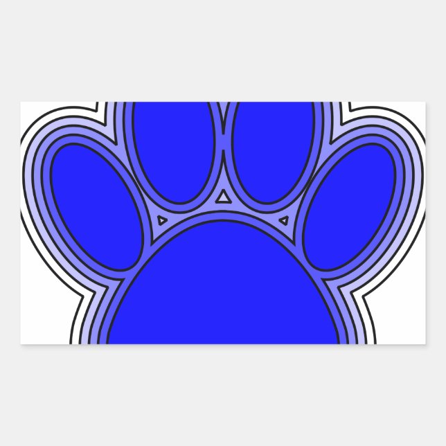 Hundepuppe in blau mit Konturen Rechteckiger Aufkleber (Vorderseite)