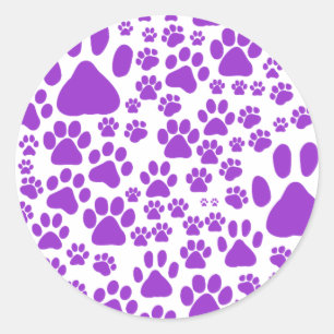 Hundepuppen, Welpenpaws, Tierpaare, Lila Paws Runder Aufkleber