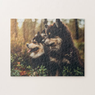 Hundepuzzles Tierbild Niedliche, schlaue Welpenfot