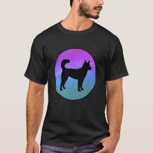 Hunderasse Kai Ken Hund Silhouette Weltraumgalaxie T-Shirt
