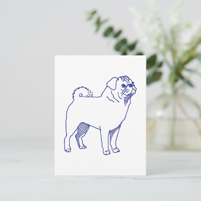 Hunderasse Mops Postkarte (Stehend Vorderseite)