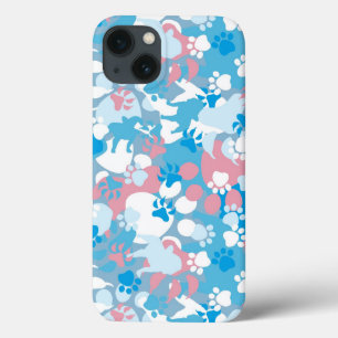 Hunderosa und blaues Tarnungs-Muster Case-Mate iPhone Hülle