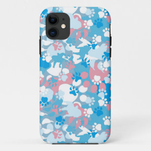 Hunderosa und blaues Tarnungs-Muster iPhone 11 Hülle