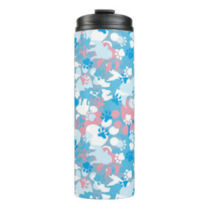 Hunderosa und blaues Tarnungs-Muster Thermosbecher
