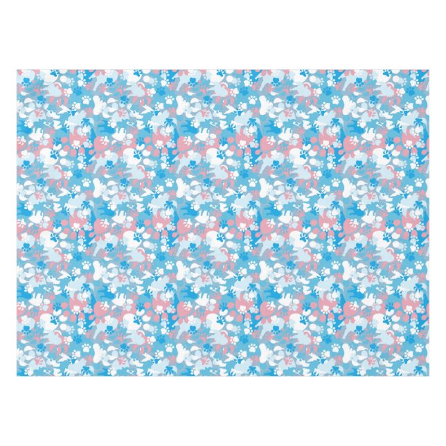 Hunderosa und blaues Tarnungs-Muster Tischdecke (Vorderseite (Horizontal))