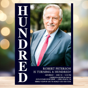 Hundert 100. Geburtstag Fett Foto Einladung