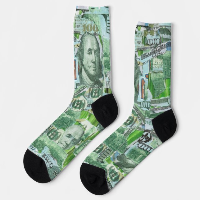 Hundert Dollar-Scheine Socken (Linkes Detail)