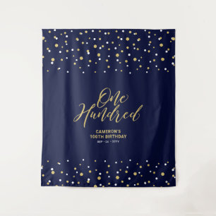 Hundert Gold & Navy 100. Geburtstagsfeier Hintergr Wandteppich