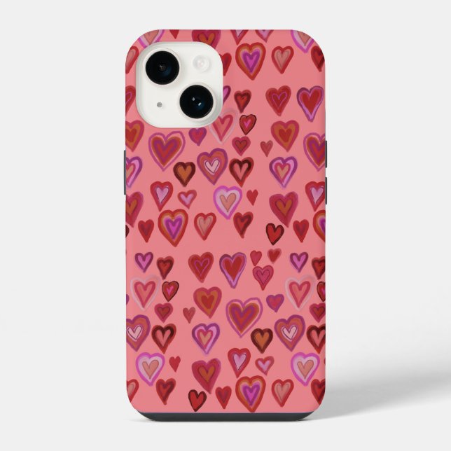 Hundert Herzen iPhone 14 Hülle (Rückseite)
