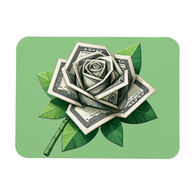 Hundertdollarnoten Origami Rose Art Magnet (Horizontal)