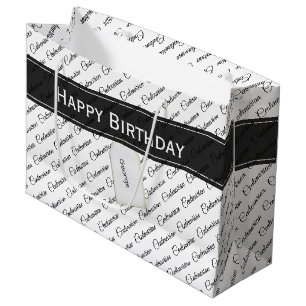 Hundertste Schwarz/Weiß Typografie Muster - 100. Große Geschenktüte