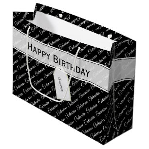 Hundertste Schwarz/Weiß Typografie Muster - 100. Große Geschenktüte