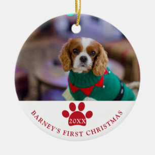 Hundes erstes Weihnachtsfest-Foto Keramik Ornament