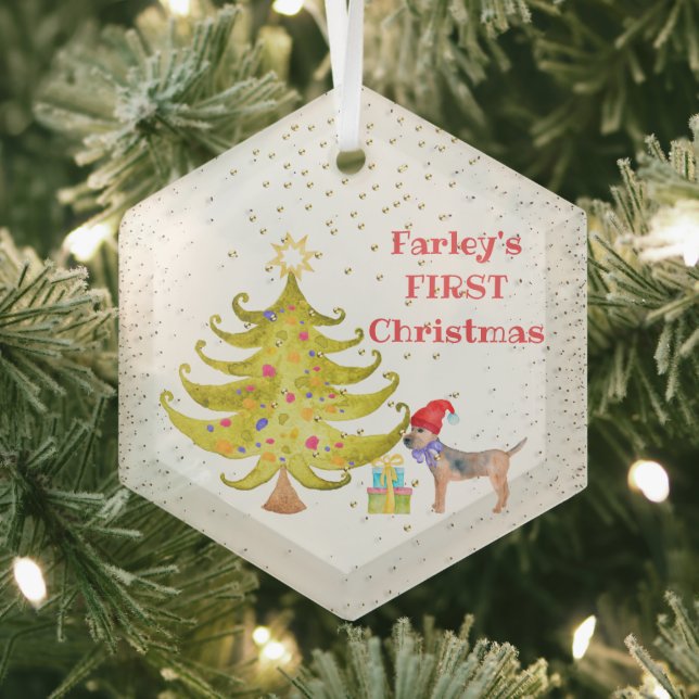 Hundes erstes Weihnachtsglas-Ornament Ornament Aus Glas (Insitu)