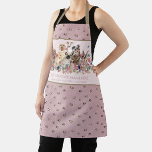 Hundesalon Pink Gold Pfoten Schürze