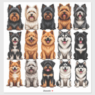 Hundesatz mit detailliertem Gesicht Aufkleber