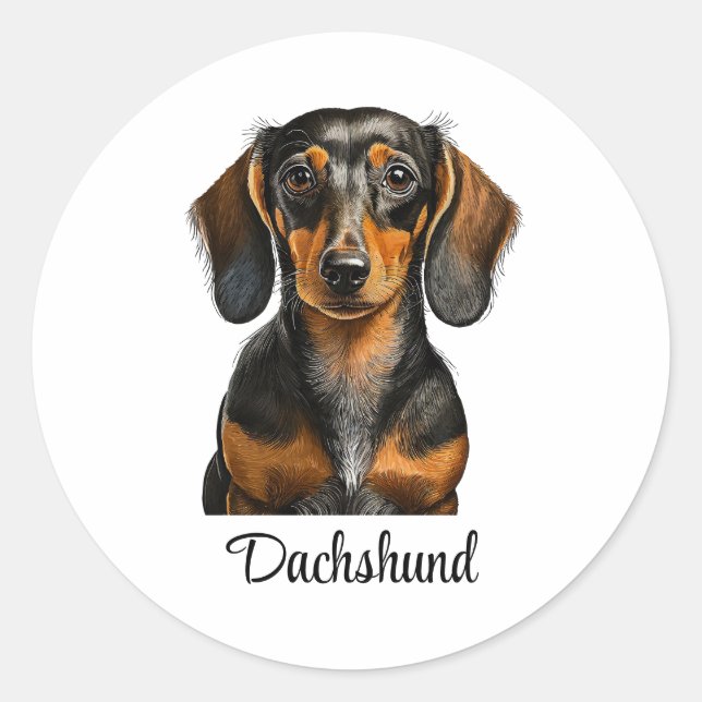 Hundeschablone für Dackeln Runder Aufkleber (Vorderseite)