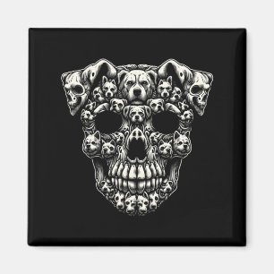 Hundeschädel-Röntgen-Halloween-Skelett Schwarz Lan Magnet