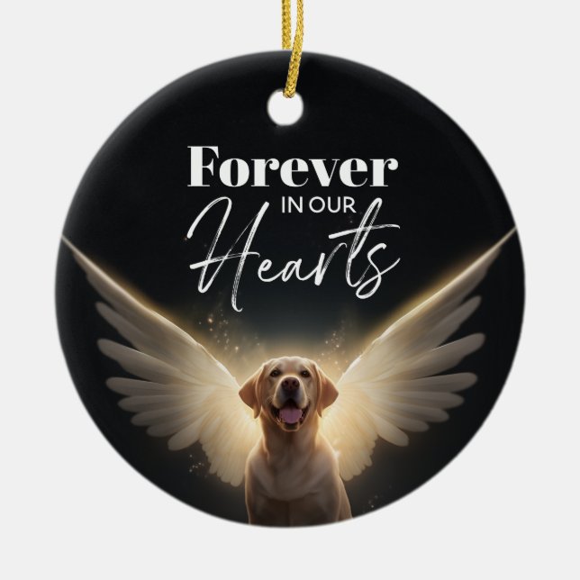 Hundeschemmung für immer in unseren Herzen Keramik Ornament (Vorne)