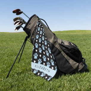 Hundeschlitten, blaue Pfauen, weiße Herzen, Ihr Na Golfhandtuch