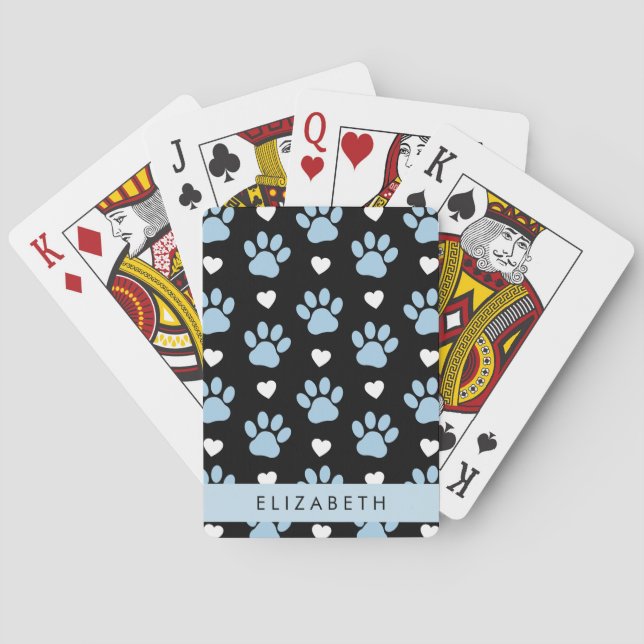 Hundeschlitten, blaue Pfauen, weiße Herzen, Ihr Na Spielkarten (Rückseite)