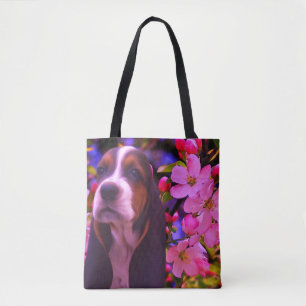 Hundeschlitten Welpenblüten Kunst Tasche