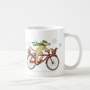 Hundeschlittenfahrrad mit Niedlichem Eichhörnchen Kaffeetasse
