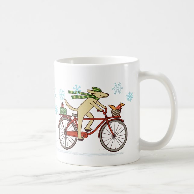 Hundeschlittenfahrrad mit Niedlichem Eichhörnchenu Kaffeetasse (Rechts)