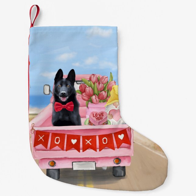 Hundeschlittenherd Valentine's Day Lkw Herz Kleiner Weihnachtsstrumpf (Vorderseite)