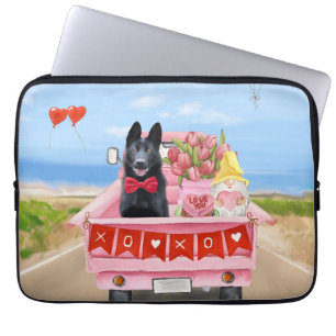Hundeschlittenherd Valentine's Day Lkw Herz Laptopschutzhülle