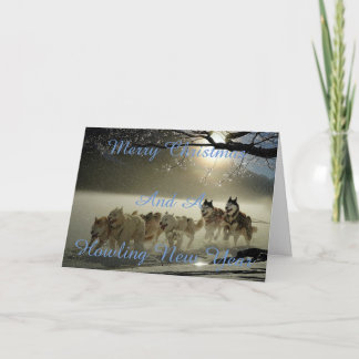 Hundeschneebedeckte Weihnachtskarte Feiertagskarte