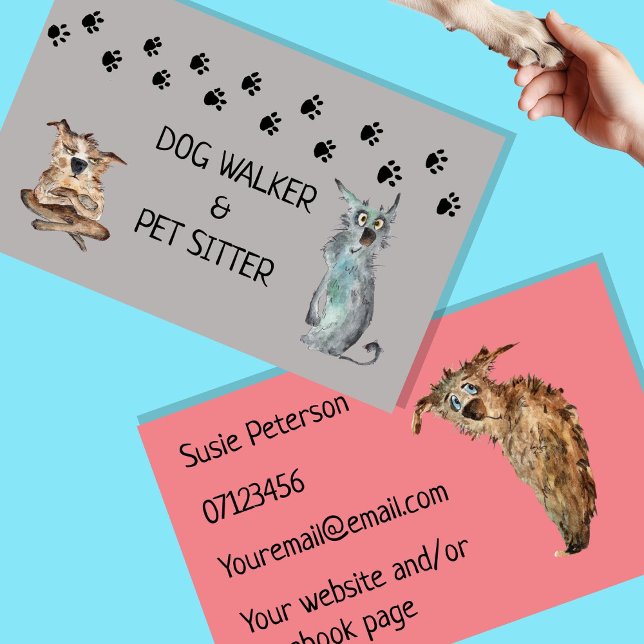 Hundeschuhler und Haustiersittichhunde Visitenkarte (Front and Back of cards)