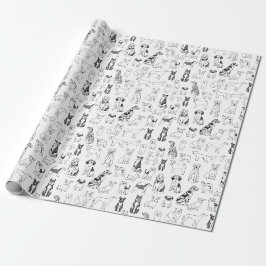 Hundeschutzpapier - Schwarz-Weiß-Hund-Design Geschenkpapier