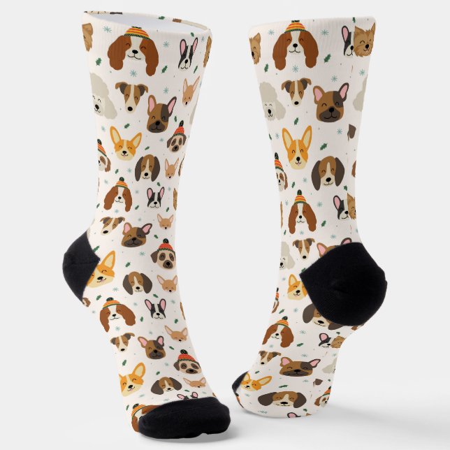 Hundesicht im Winter Hats Urlaubsmuster Socken (Gewinkelt)