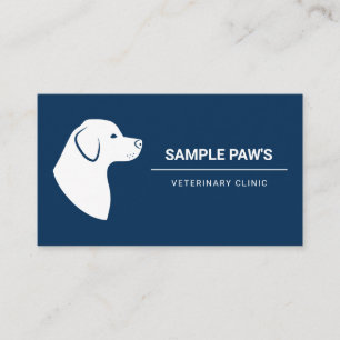Hundesilhouette Blau Und Weiß Minimal Tierarzt Visitenkarte
