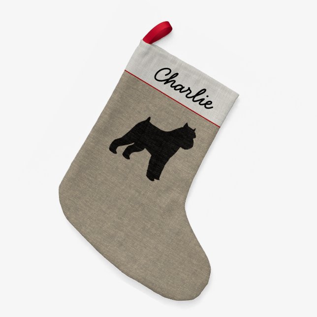 HundeSilhouette personalisiertes Griff Brüssels Kleiner Weihnachtsstrumpf (Vorderansicht (hängend))