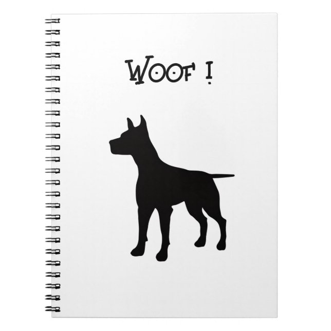 Hundesilhouette Wuff! Notizblock (Vorderseite)