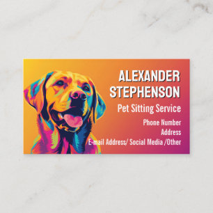 Hundesitting-Service Hundeausführen Pop-Art Golden Visitenkarte