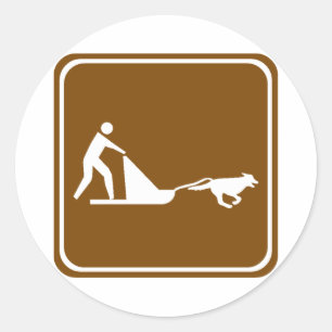 Hundesledding Landstraßen-Zeichen Runder Aufkleber
