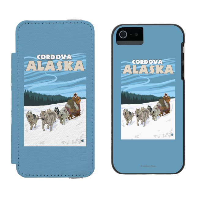 HundeSledding Szene - Cordova, Alaska Incipio iPhone Geldbeutel-Hülle (Seite an Seite)