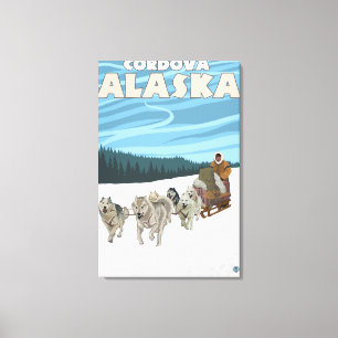 HundeSledding Szene - Cordova, Alaska Leinwanddruck
