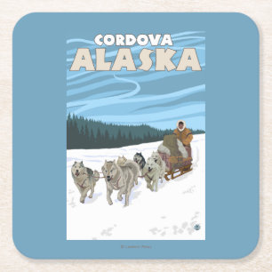 HundeSledding Szene - Cordova, Alaska Rechteckiger Pappuntersetzer
