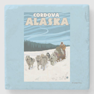 HundeSledding Szene - Cordova, Alaska Steinuntersetzer