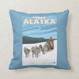 HundeSledding Szene - Curry, Alaska Kissen