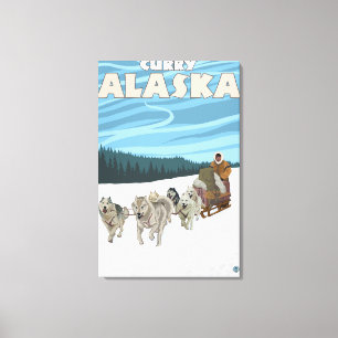 HundeSledding Szene - Curry, Alaska Leinwanddruck