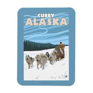 HundeSledding Szene - Curry, Alaska Magnet