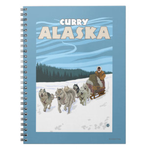 HundeSledding Szene - Curry, Alaska Notizblock