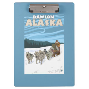HundeSledding Szene - Dawson, Alaska Klemmbrett